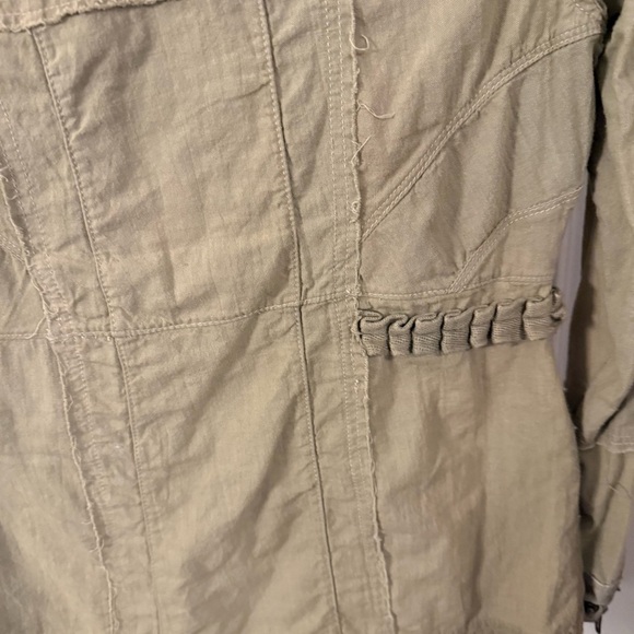 JKT NYC Jakett Khaki/ Green Utility Military Jacket Cotton/leather Trim S - Picture 5 of 13